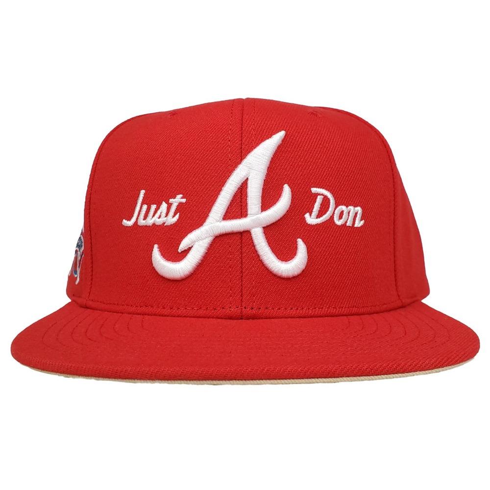 Just Don Atlanta Braves Mitchell & Ness MLB Snapback Hat‎ Cap 3D Logo Red New